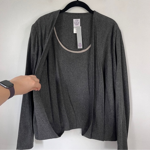 Kim Bernardin Paris Wool Tweed Top Women's XL Lagenlook Drape Front - Picture 2 of 7